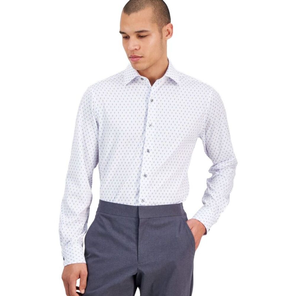 Alfani Mens Dash Diamond Print Button Down Dress Shirt, NWT